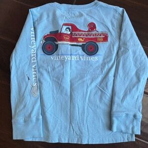 Vineyard Vines Kids Light Blue Fire Truck Long Sleeve Tee